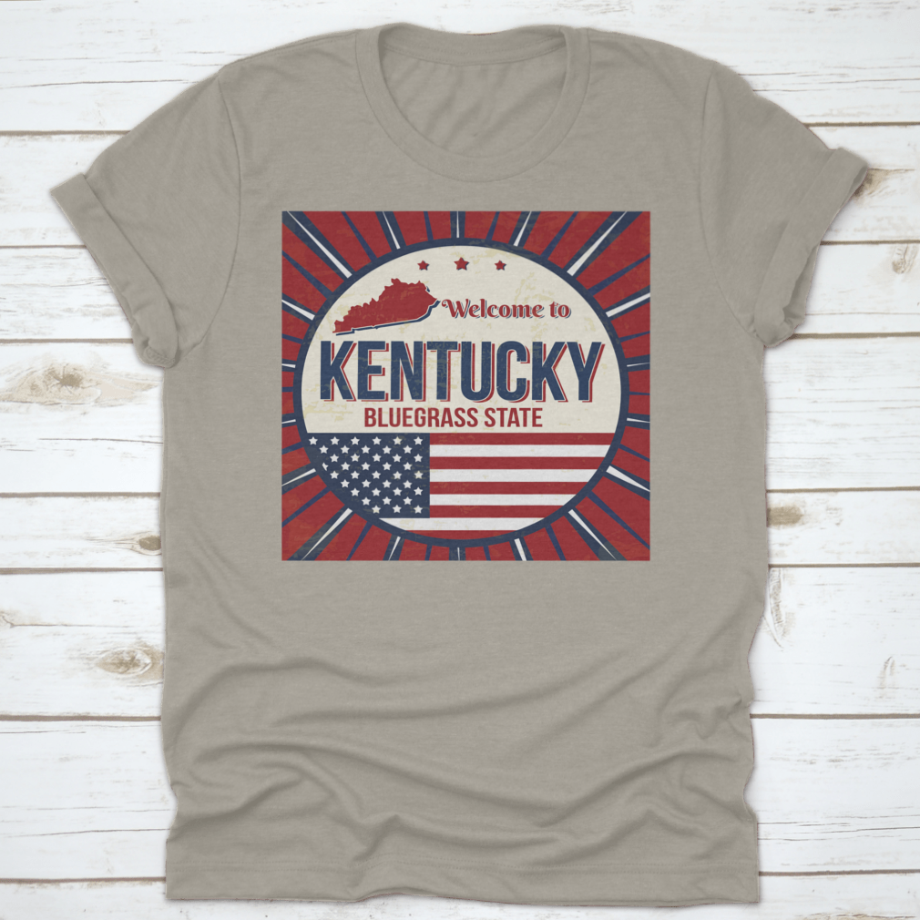 A comfortable t-shirt featuring a detailed map of Kentucky, showcasing the Bluegrass State with vibrant colors and quality fabric.